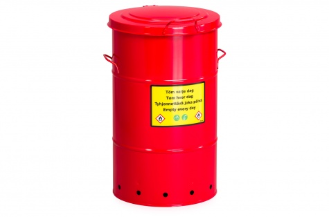 Trash bin for flammable materials, red