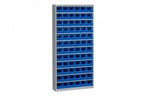 Bin Cabinet including 72 Plastic Bins Blue