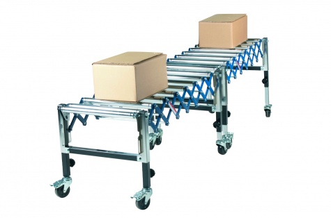 Flexible roller conveyor, chrome-plated rollers