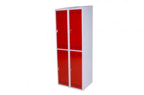 Clothing cabinet, red/grey 4 doors