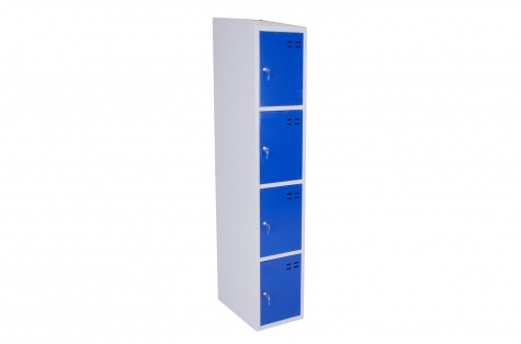 Storage locker, blue/grey 4 compartments