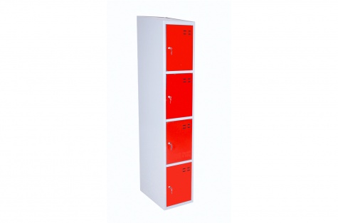 Storage locker, red/grey 4 compartments